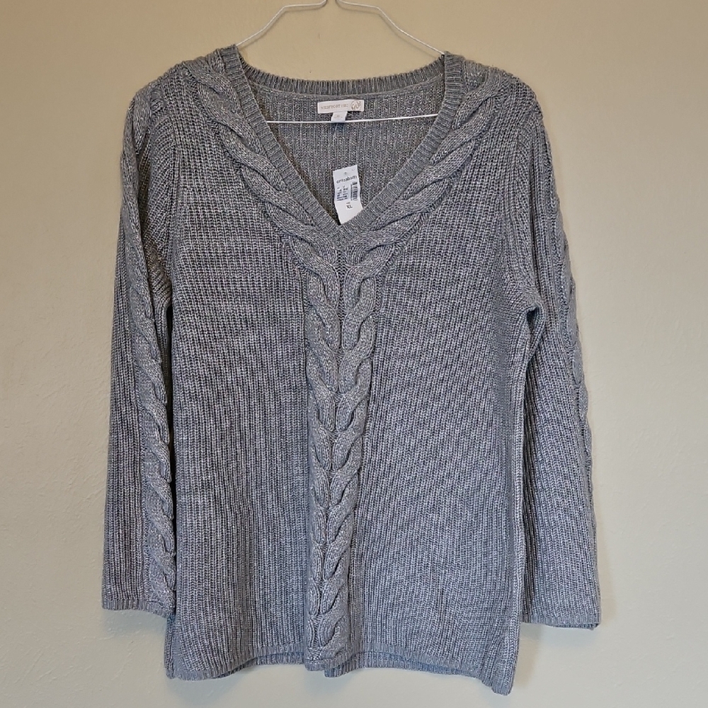 NWT Gray V-Neck Sweater